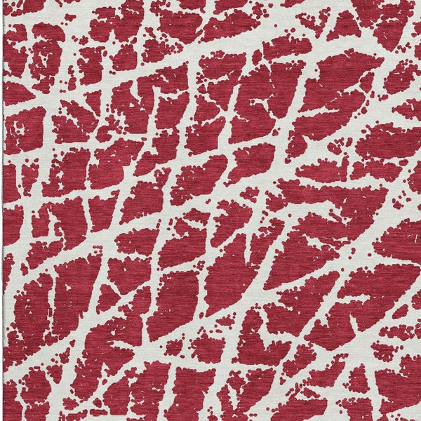 HomeRoots 5' X 8' Red And Ivory Abstract Washable Area Rug - Durable, Stain-Resistant, UV-Protected Design! 646586