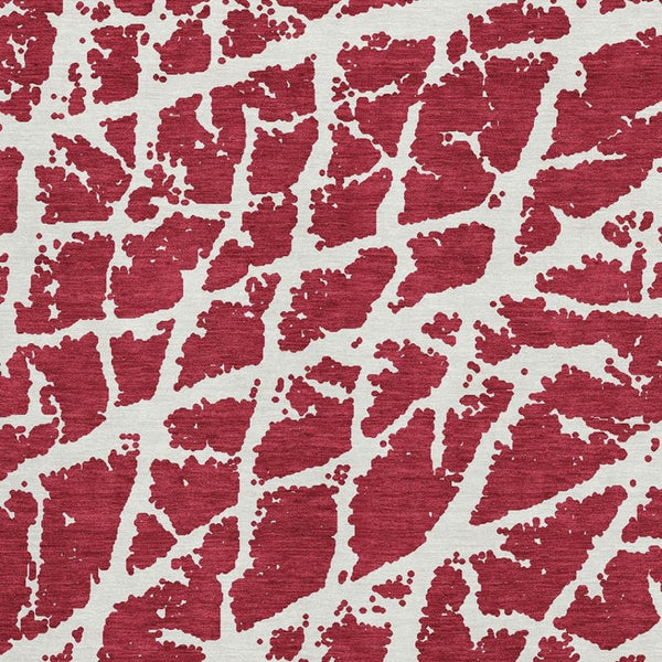 HomeRoots 8' x 10' Red and Ivory Abstract Washable Area Rug - UV Protected, Stain Resistant, Modern Style! 646588