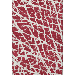 HomeRoots 8' x 10' Red and Ivory Abstract Washable Area Rug - UV Protected, Stain Resistant, Modern Style! 646588