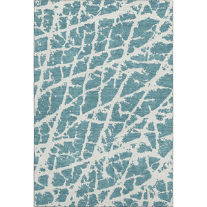 HomeRoots 5' X 8' Teal and Ivory Abstract Area Rug – Durable, Washable, UV-Protective for Modern Spaces 646592