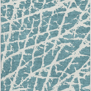 HomeRoots 5' X 8' Teal and Ivory Abstract Area Rug – Durable, Washable, UV-Protective for Modern Spaces 646592
