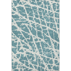 HomeRoots 5' X 8' Teal and Ivory Abstract Area Rug – Durable, Washable, UV-Protective for Modern Spaces 646592