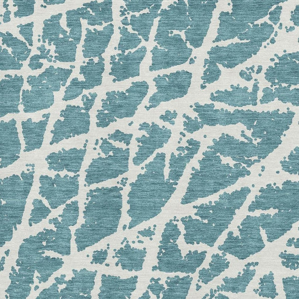 HomeRoots 8' X 10' Teal And Ivory Abstract Area Rug – Washable, UV-Protected, Durable Comfort for Busy Homes 646594