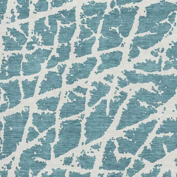 HomeRoots 10' Teal and Ivory Abstract Area Rug – Durable, Washable, UV Protected for Modern Homes with Pets! 646596