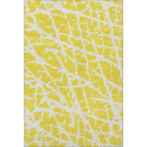 HomeRoots 5' X 8' Washable Yellow & Ivory Abstract Area Rug with UV Protection – Durable, Stylish, Pet-Friendly! 646598