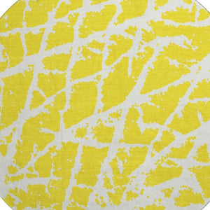 HomeRoots 8' Yellow And Ivory Abstract Round Rug - Washable, UV Protected, Family-Friendly for Any Space 646599