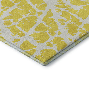 HomeRoots 8' X 10' Vibrant Yellow & Ivory Abstract Washable Area Rug with UV Protection for Modern Spaces 646600