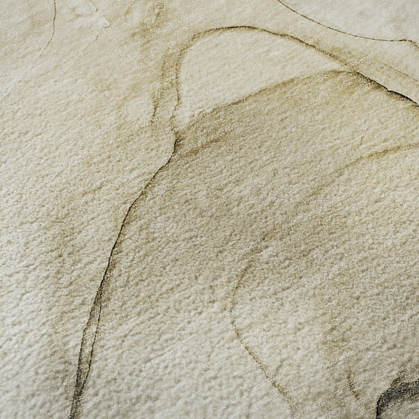 HomeRoots 5' X 8' Beige & Ivory Abstract Area Rug - Washable, Stain Resistant, UV Protected for Modern Homes 646604
