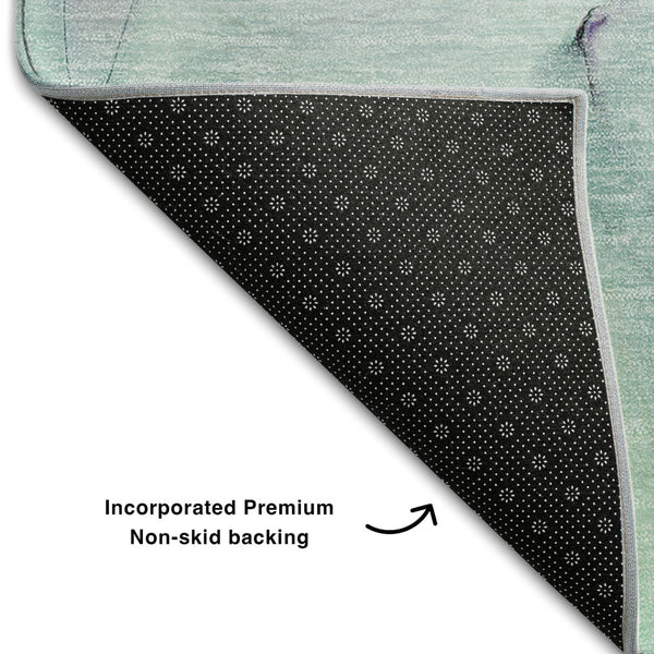 HomeRoots 8' X 10' Blue and Green Abstract Area Rug - Washable, UV-Protected, Stain-Resistant for Modern Spaces 646612