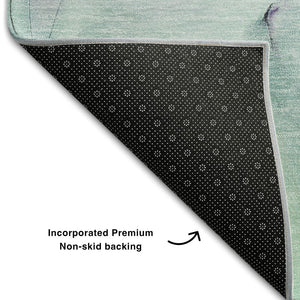HomeRoots 10' Blue and Green Abstract Washable Area Rug - Durable, UV-Protected, Stain-Resistant Design for Homes 646614