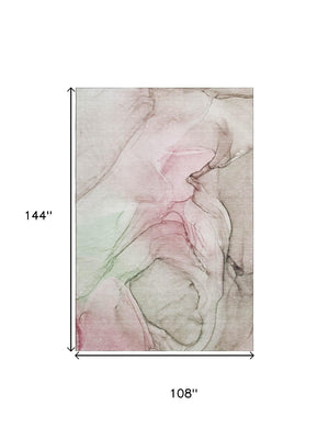 HomeRoots 9' X 12' Blush and Ivory Abstract Area Rug - Stylish, Washable, UV-Protected for Busy Homes! 646619
