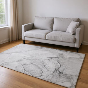 HomeRoots 5' X 8' Gray And Charcoal Abstract Washable Area Rug - Durable, Stylish & UV-Protected for Homes! 646622