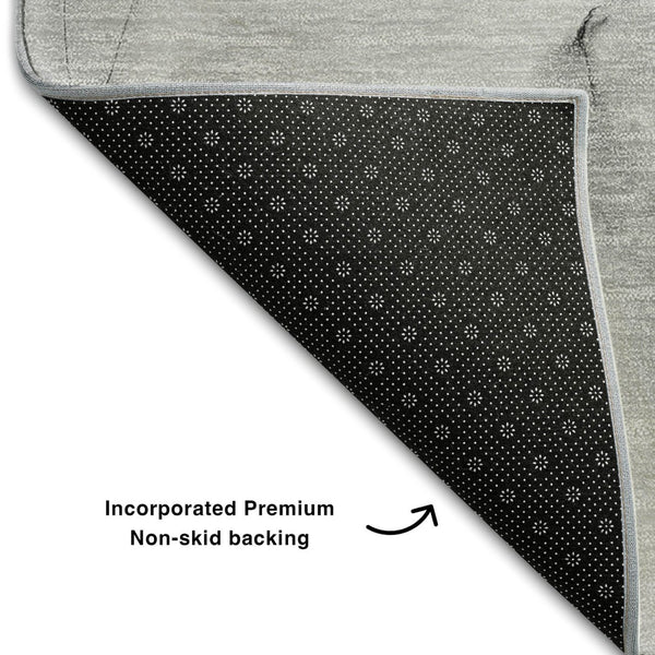 HomeRoots 8' Gray and Charcoal Abstract Round Rug - Washable, Durable, UV Protection for High-Traffic Areas 646623