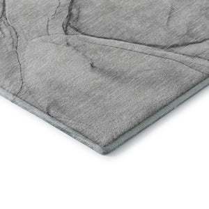 HomeRoots 8' Gray and Charcoal Abstract Round Rug - Washable, Durable, UV Protection for High-Traffic Areas 646623