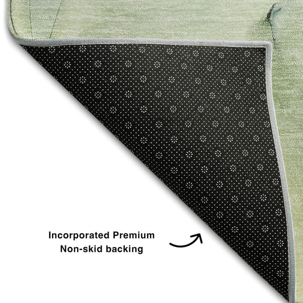 HomeRoots 5' X 8' Green And Ivory Abstract Area Rug - Washable, Stain-Resistant, UV Protected for Modern Homes 646628