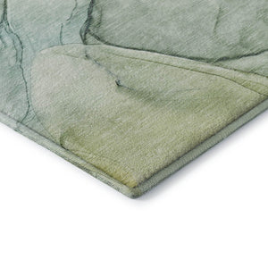 HomeRoots 5' X 8' Green And Ivory Abstract Area Rug - Washable, Stain-Resistant, UV Protected for Modern Homes 646628