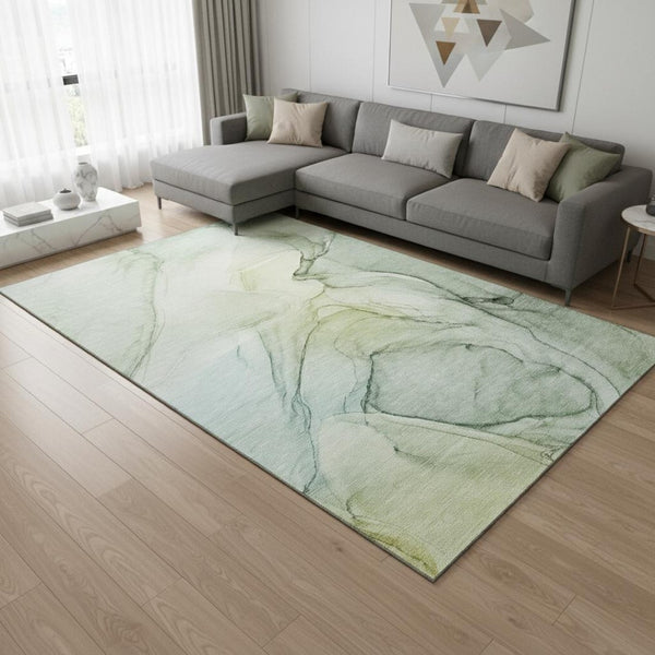 HomeRoots 10' X 14' Green And Ivory Abstract Area Rug - Washable, UV-Protected, Perfect for Family Spaces! 646632