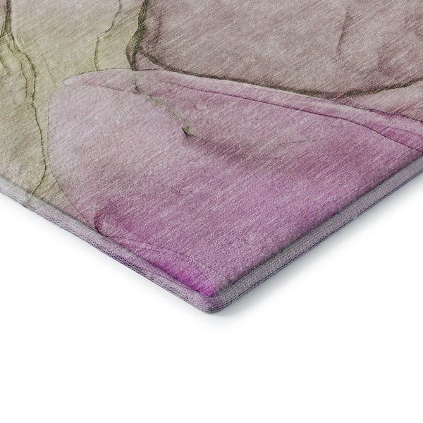 HomeRoots 8' Pink And Ivory Abstract Washable Round Rug - Stylish, Durable, UV-Protected for Modern Homes 646641