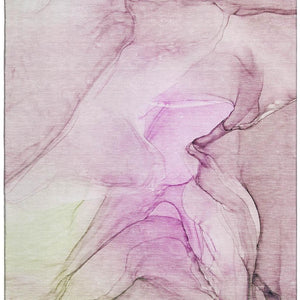 HomeRoots 8' X 10' Pink And Ivory Abstract Washable Area Rug – Soft, Stain-Resistant, UV-Protected for Easy Care 646642