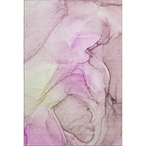 HomeRoots 8' X 10' Pink And Ivory Abstract Washable Area Rug – Soft, Stain-Resistant, UV-Protected for Easy Care 646642