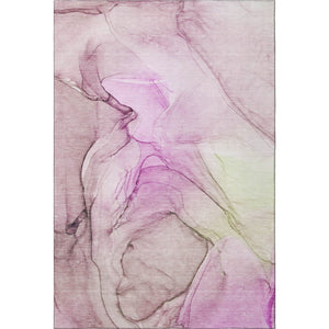 HomeRoots 8' X 10' Pink And Ivory Abstract Washable Area Rug – Soft, Stain-Resistant, UV-Protected for Easy Care 646642