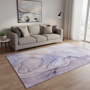 HomeRoots 5' X 8' Purple and Ivory Abstract Area Rug - Durable, Washable, Stain-Resistant with UV Protection! 646646