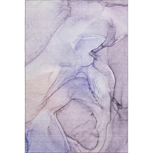 HomeRoots 5' X 8' Purple and Ivory Abstract Area Rug - Durable, Washable, Stain-Resistant with UV Protection! 646646