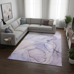 HomeRoots 9' X 12' Purple Abstract Washable Area Rug with UV Protection – Stylish, Durable, Pet-Friendly Design! 646649