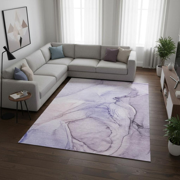 HomeRoots 9' X 12' Purple Abstract Washable Area Rug with UV Protection – Stylish, Durable, Pet-Friendly Design! 646649