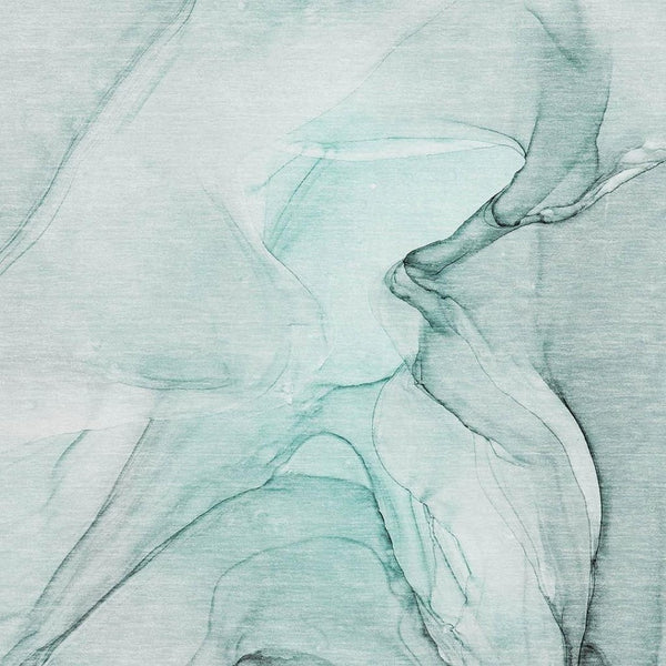 HomeRoots 9' X 12' Teal & Ivory Abstract Area Rug – Washable, UV Protected, Perfect for Homes with Kids & Pets! 646655
