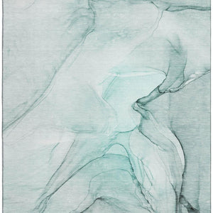 HomeRoots 9' X 12' Teal & Ivory Abstract Area Rug – Washable, UV Protected, Perfect for Homes with Kids & Pets! 646655