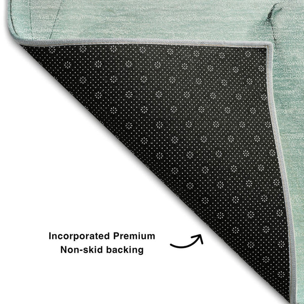 HomeRoots 9' X 12' Teal & Ivory Abstract Area Rug – Washable, UV Protected, Perfect for Homes with Kids & Pets! 646655