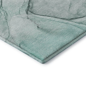HomeRoots 9' X 12' Teal & Ivory Abstract Area Rug – Washable, UV Protected, Perfect for Homes with Kids & Pets! 646655