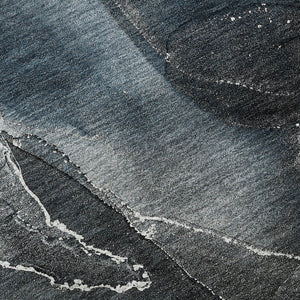 HomeRoots 5' X 8' Blue and Charcoal Abstract Area Rug - Stylish, Washable, UV-Protected for High-Traffic Spaces 646658