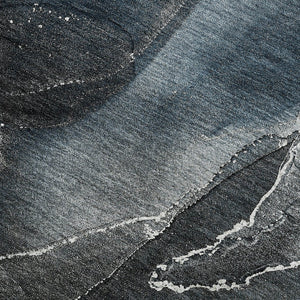 HomeRoots 5' X 8' Blue and Charcoal Abstract Area Rug - Stylish, Washable, UV-Protected for High-Traffic Spaces 646658