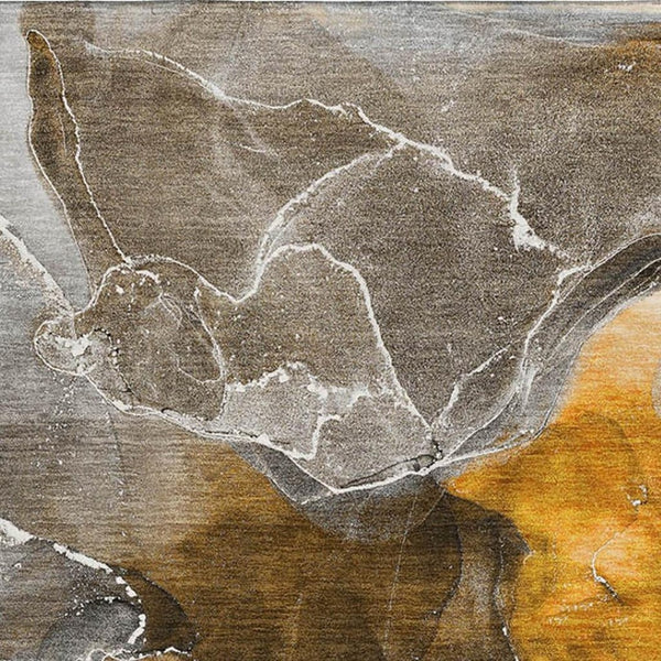 HomeRoots 8' X 10' Brown And Ivory Abstract Washable Area Rug with UV Protection for High-Traffic Homes 646666