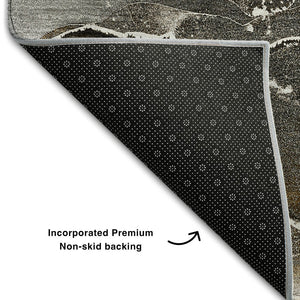 HomeRoots 8' X 10' Brown And Ivory Abstract Washable Area Rug with UV Protection for High-Traffic Homes 646666