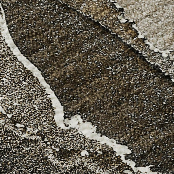 HomeRoots 9' X 12' Brown And Ivory Abstract Area Rug - Washable, UV Protected, Stylish & Durable for Any Space 646667