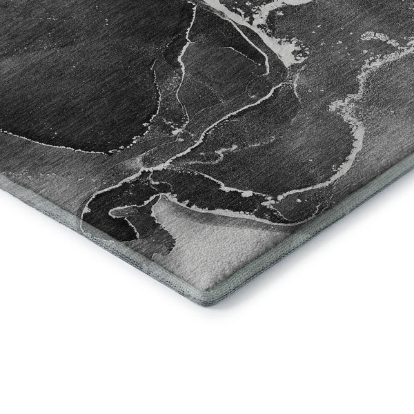 HomeRoots 5' X 8' Gray and Ivory Abstract Area Rug - Washable, UV Protected, Modern Design for Any Room 646670