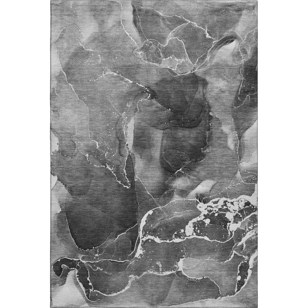 HomeRoots 9' Gray and Ivory Abstract Washable Area Rug – Durable, Stylish, UV-Protected for Busy Homes 646673
