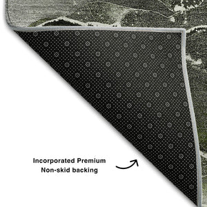HomeRoots 8' Green and Charcoal Abstract Washable Round Rug - Durable, Stain-Resistant, UV Protected Design! 646677