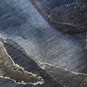 HomeRoots 5' X 8' Navy Blue & Charcoal Abstract Area Rug – Washable, UV-Protected, Stain-Resistant Design! 646682