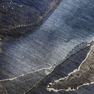 HomeRoots 5' X 8' Navy Blue & Charcoal Abstract Area Rug – Washable, UV-Protected, Stain-Resistant Design! 646682