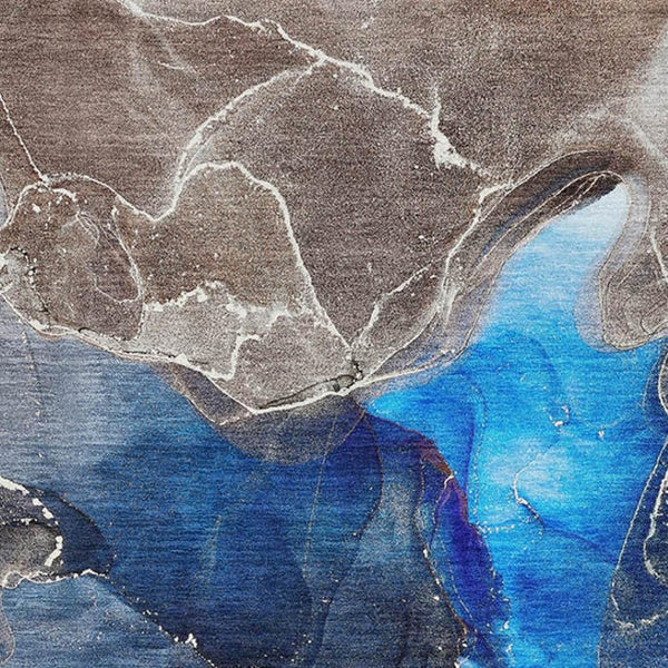 HomeRoots 9' X 12' Navy Blue & Charcoal Abstract Area Rug - Durable, Stain Resistant, UV Protected for Homes 646685