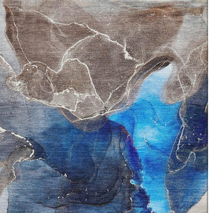 HomeRoots 9' X 12' Navy Blue & Charcoal Abstract Area Rug - Durable, Stain Resistant, UV Protected for Homes 646685