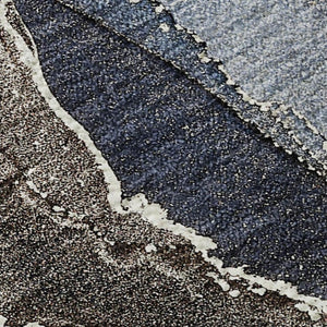 HomeRoots 10' X 14' Navy Blue & Charcoal Abstract Washable Area Rug - UV Protected, Durable, and Stylish! 646686