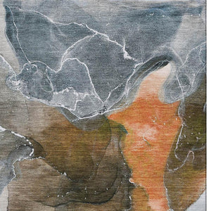 HomeRoots 9' X 12' Modern Orange & Charcoal Abstract Washable Rug - Stain-Resistant, UV-Protected, Durable Design 646691