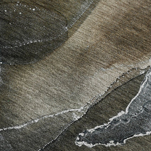 HomeRoots 10' Modern Abstract Orange & Charcoal Washable Area Rug – UV Protected, Stain-Resistant Design! 646692