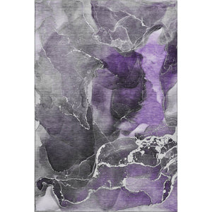 HomeRoots 8' X 10' Contemporary Purple & Charcoal Abstract Washable Area Rug with UV Protection & Durability 646696