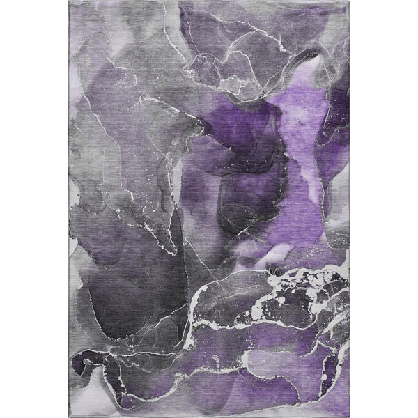 HomeRoots 8' X 10' Contemporary Purple & Charcoal Abstract Washable Area Rug with UV Protection & Durability 646696